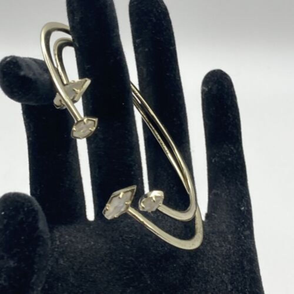 Kendra Scott Edie Lot of 2 Cuff Bracelets Gold Tone Shows‎ Minor Oxidations